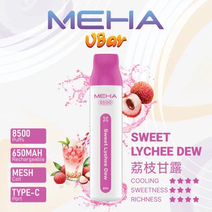 【MEHA VBar】魅嗨小白條 8500口拋棄式電子煙 650mAh可充電 3%丁鹽 冰爽水果系列 現貨秒發:圖片 14